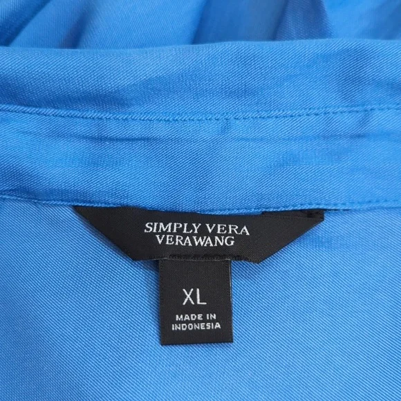 Simply Vera Blue Long Sleeve Button Down Tunic Blouse Size XL - Picture 9 of 10